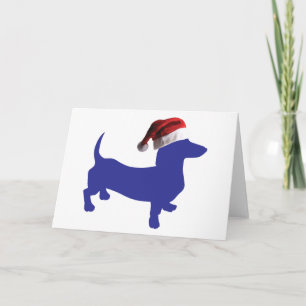 Tarjeta Dachshund vistiendo un gorra de Santa Claus