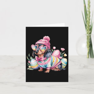 Tarjeta Dachshund Weiner Perro Huevos Florales Día de Pasc