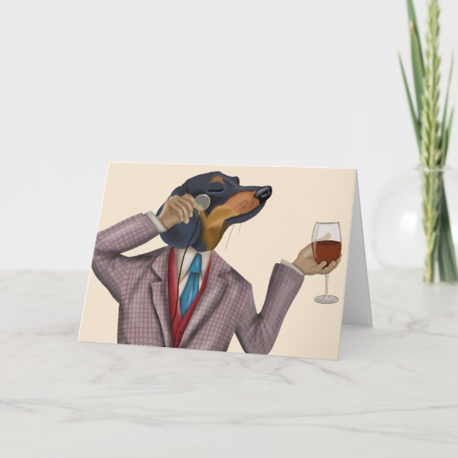 Tarjeta Dachshund Wine Snob (Anverso)
