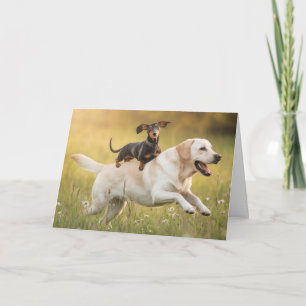 Tarjeta Dachshund y Golden Retriever