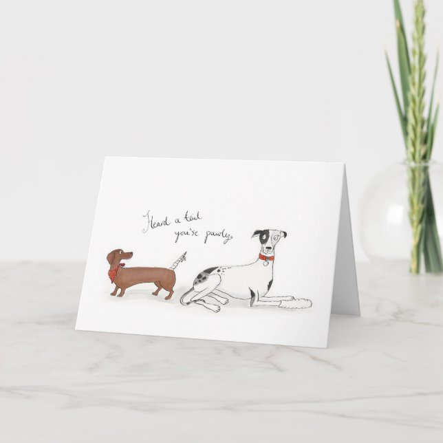 Tarjeta Dachshund y greyhound se portan bien (Anverso)