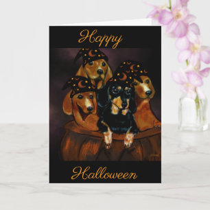 Tarjeta Dachshunds de Halloween