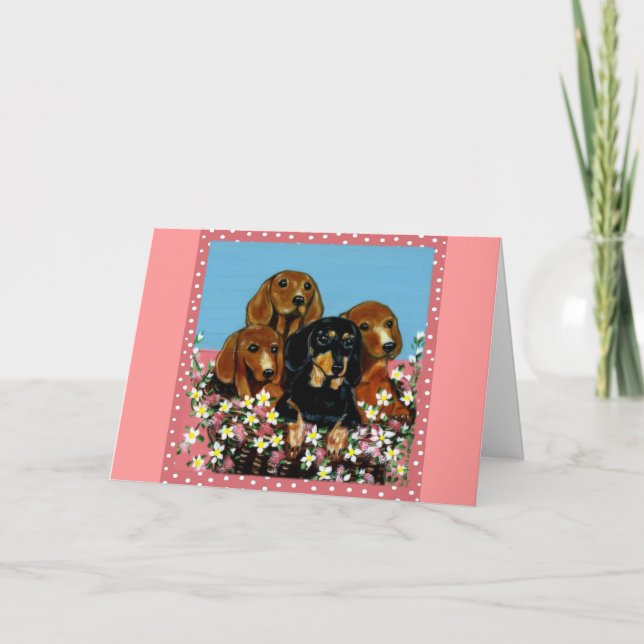Tarjeta Dachshunds del Día de la Madre (Anverso)