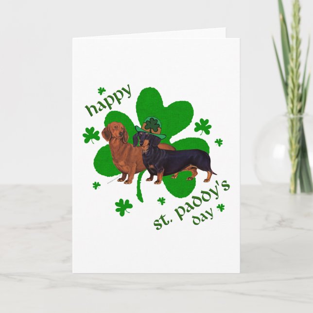 Tarjeta Dachshunds Día de San Patricio (Anverso)