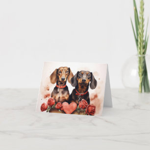 Tarjeta Dachshunds Día de San Valentín