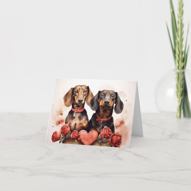 Tarjeta Dachshunds Día de San Valentín (Anverso)