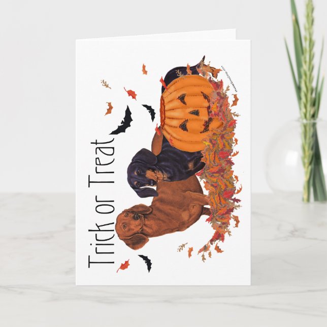 Tarjeta Dachshunds Halloween (Anverso)