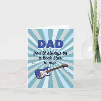 Tarjeta Dad Electric Guitar Rock Star Cool Blue