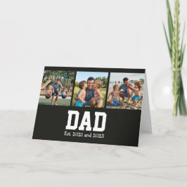 Tarjeta Dad Est. Bold Black Font 3 Photo Fathers Day Gift