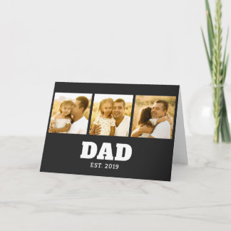 Tarjeta Dad Established Bold Text Black 3 Photo