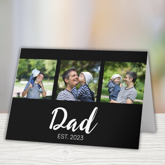 Tarjeta Dad Established Elegant Script Black 3 Photo (Subido por el creador)