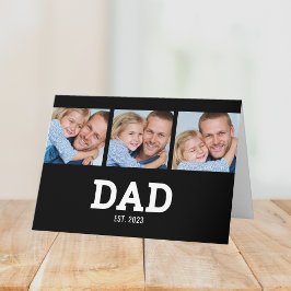 Tarjeta Dad Established Modern Black 3 Photo Father's Day