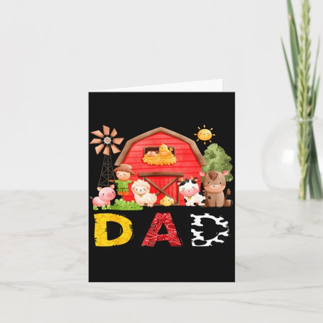 Tarjeta Dad Farm Cow Birthday Boy Matching Family Matching (Anverso)