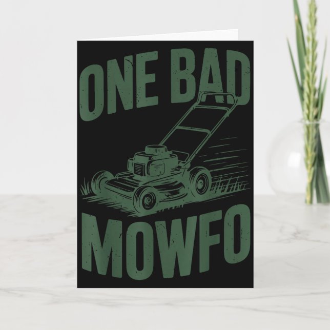 Tarjeta Dad Lawn Mowing One Bad Mowfo Mower Gift Funny Dad (Anverso)