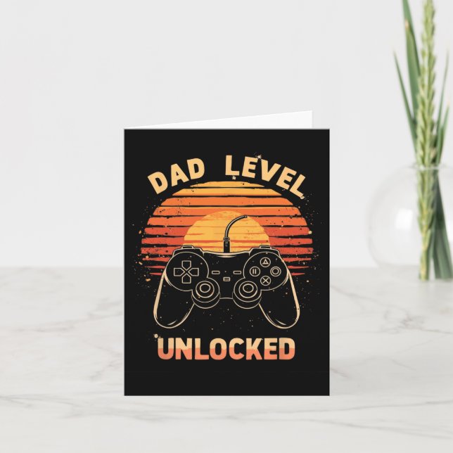 Tarjeta Dad Level Unlocked Funny Retro New Dad Gamer  (Anverso)