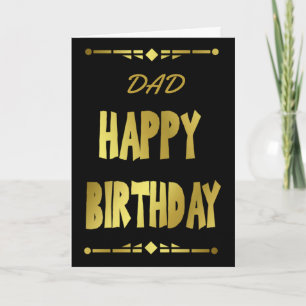 Tarjeta Dad Modern Black Gold Happy Birthday