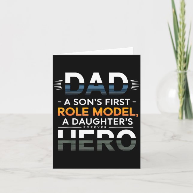 Tarjeta Dad Son Role Model Daughter Hero Quote  (Anverso)