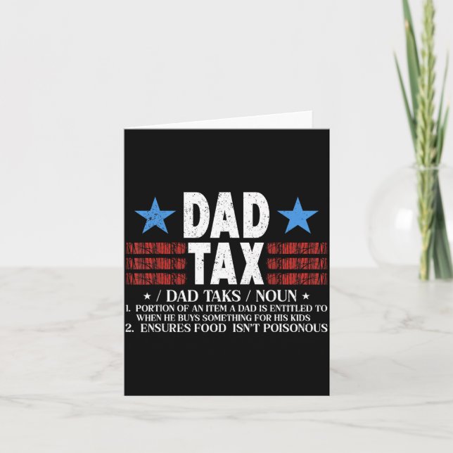 Tarjeta Dad Tax Funny Definition Father's Day For Dad Son  (Anverso)