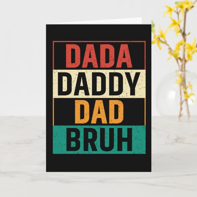 Tarjeta Dada Daddy Papá Bruh Divertido Día del Padre retro (flor amarilla)