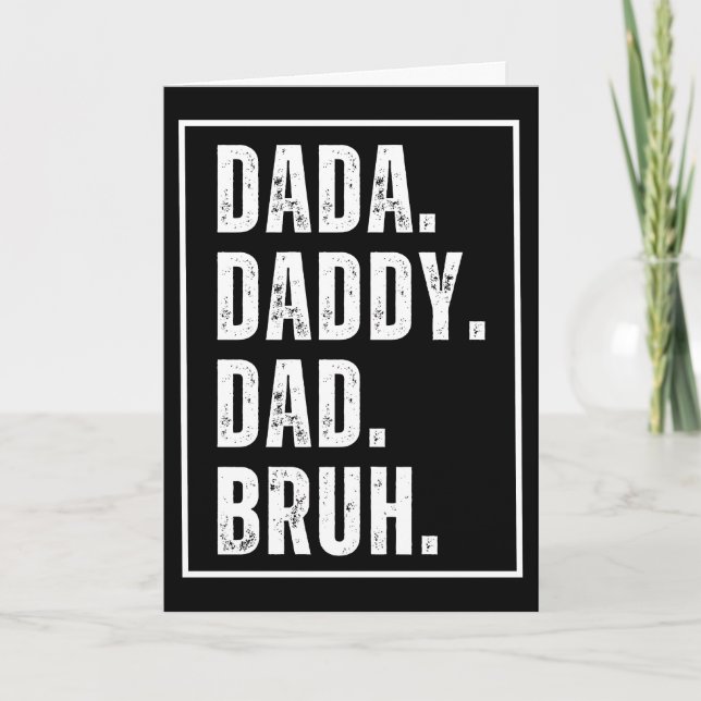 Tarjeta Dada Daddy Papá Bruh retro angustiado Día del Padr (Anverso)