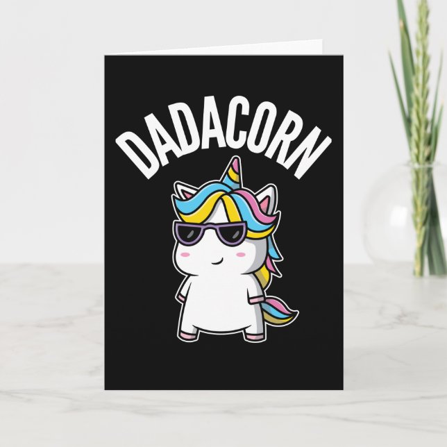 Tarjeta Dadacorn Unicorn Dad Dabbing Rainbow Father's Day (Anverso)