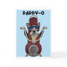 Daddy-O Boston Terrier motociclista en motocicleta