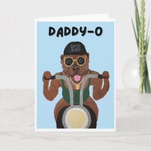 Tarjeta Daddy-O Feliz Día del Padre Pit Bull Motociclista
