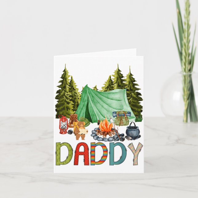 Tarjeta Daddy Of The Happy Camper 1st Birthday Bear Camng  (Anverso)