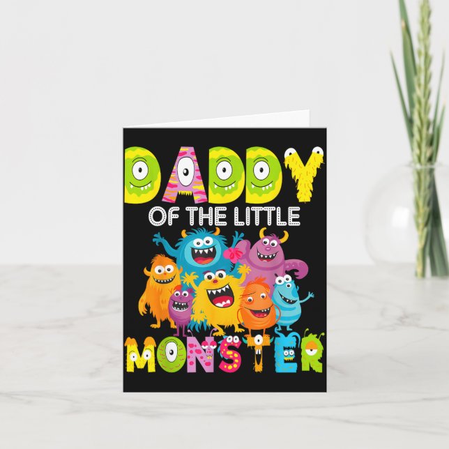 Tarjeta Daddy Of The Little Monster 1st Birthday Boy Party (Anverso)