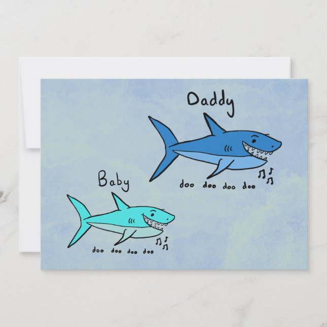 Tarjeta Daddy Shark y Baby Shark Diversión Día del Padre (Anverso)