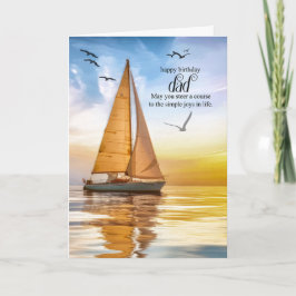 Tarjeta Dad's Birthday Nautical Sailboat Theme Seagulls