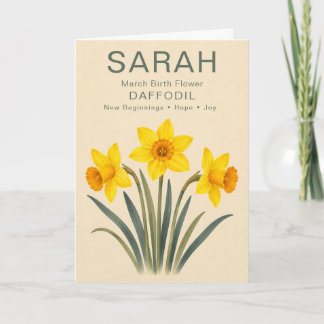 Tarjeta Daffodil Flor de Cumpleaños de Marzo Personalizada