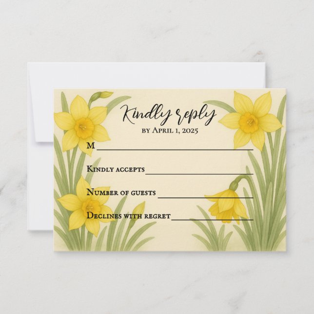 Tarjeta Daffodil Kiss RSVP (Anverso)