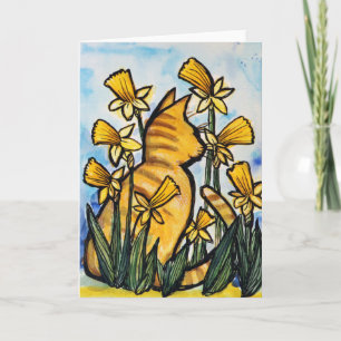 Tarjeta Daffodil Naranja Cat Daffodil