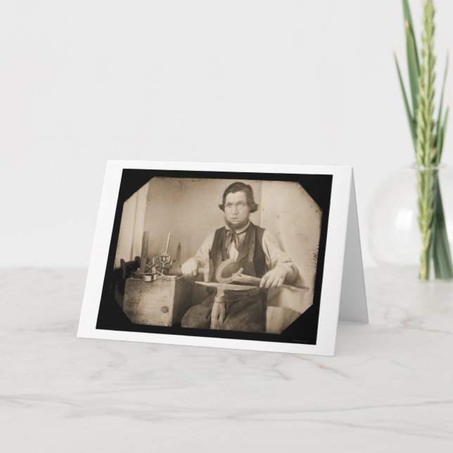 Tarjeta Daguerreotype de trabajo 1846 del herrero (Anverso)