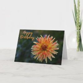 Tarjeta Dahlia, amarilla y Naranja Feliz cumpleaños