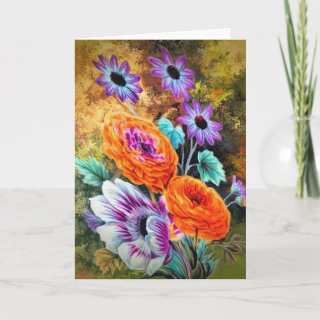 Tarjeta Dahlia daisy florido jardín pintura floral (Anverso)