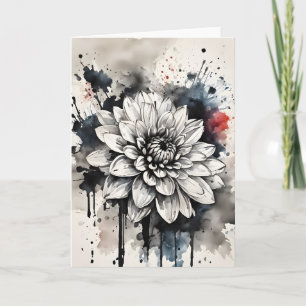 Tarjeta Dahlia - Flores acuarela