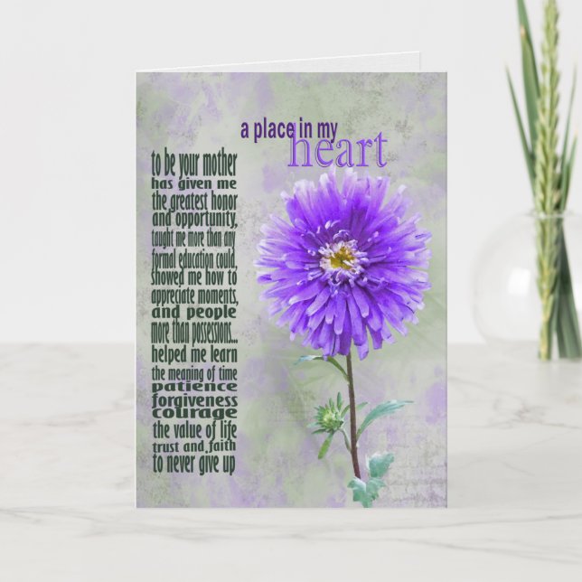 Tarjeta dahlia morada por el cumpleaños de su hija (Anverso)