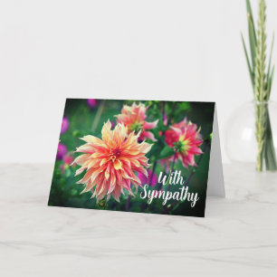 Tarjeta Dahlia naranja y rosa flor con simpatía