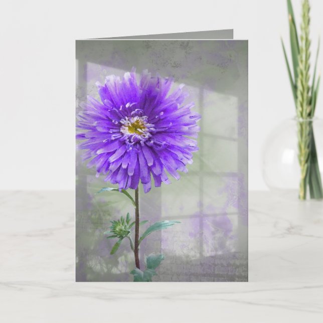 Tarjeta Dahlia Púrpura En La Sombra De La Ventana (Anverso)
