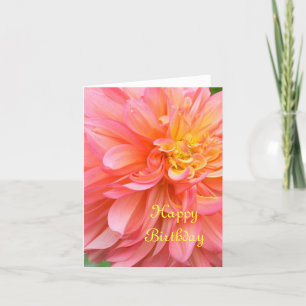TARJETA "DAHLIA ROSA Y AMARILLA / CUMPLEAÑOS FELIZ"