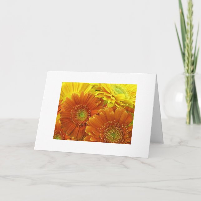 Tarjeta "Dahlias rojo y amarillo y Naranja" (Anverso)