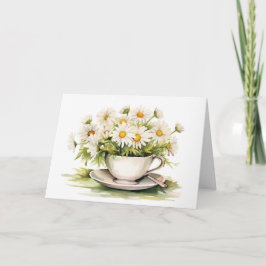 Tarjeta Daisies acuarelas en la Copa del Café por cumpleañ