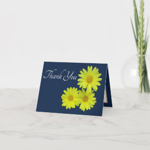 Tarjeta Daisies Amarillos Fondo Azul Gracias