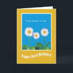 Tarjeta Daisies April Birthday Card for Sister-in-law<br><div class="desc">Una divertida tarjeta de cumpleaños de abril para una cuñada,  con tres maricas blancas en un fondo azul cielo. Parte de la colección "Daisy Chain" de Posh & Painterly.</div>