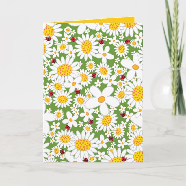 Tarjeta Daisies blancos de verano y ladrones rojos caprich (Anverso)