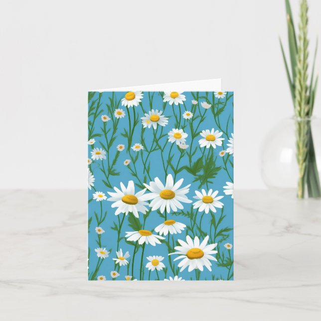 Tarjeta Daisies Blancos En Turquesa (Anverso)