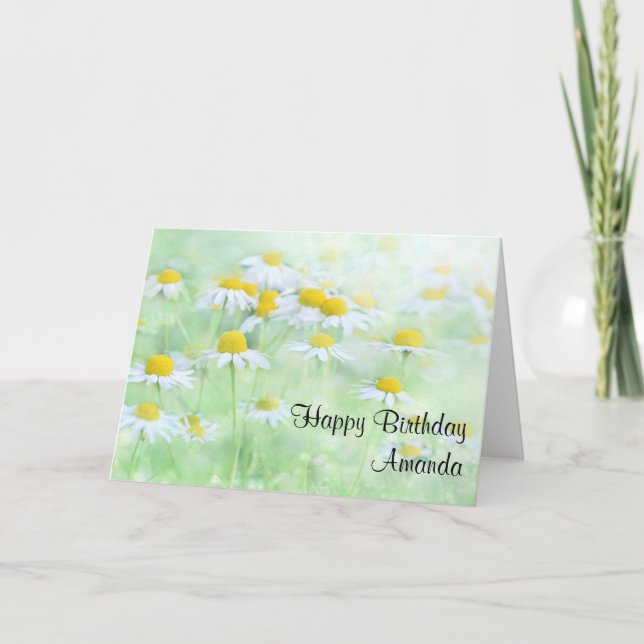 Tarjeta Daisies de bonito en un cumpleaños con una foto de (Anverso)