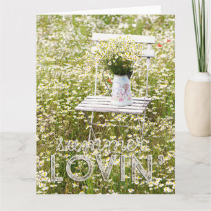 Tarjeta Daisies de flores silvestres de campo de verano +